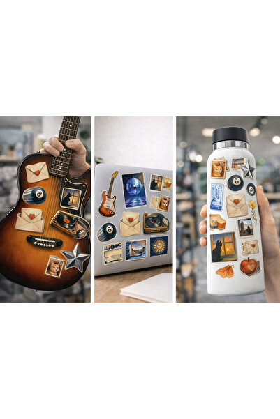 Limitless Design مجموعة ملصقات ذات طابع عتيق وحنيني 20x25 سم - ملصقات موسيقية...