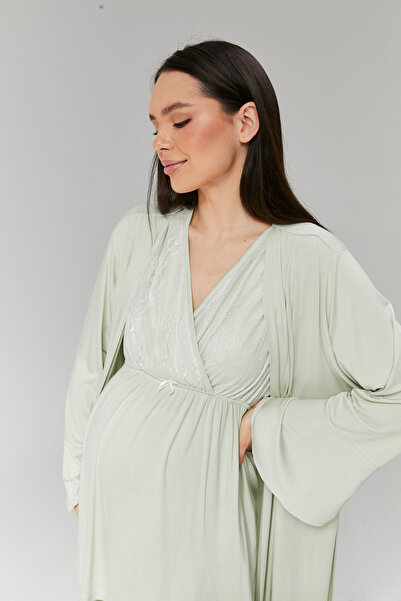 Lohusa Homewear New Season Mint Green Double-Breasted Collar Flounce Sleeve S...