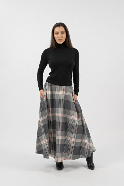 Gorgeaux Lavinia Black Blouse and Gray Skirt Set - 5XL