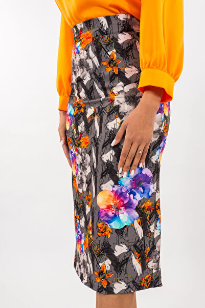 Gorgeaux Floral Print Pencil Skirt - 3XL(46)