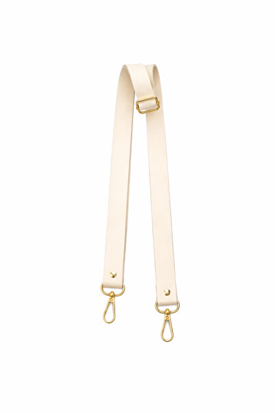 Nildenhobim Cream Faux Leather Adjustable Bag Strap with Gold Color Accessori...