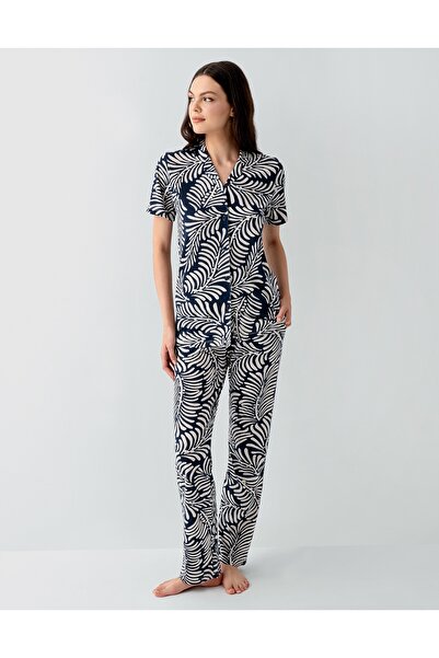 Arnetta Women's Modal-Cotton V-Neck Buttoned Short Sleeve Pajama Set