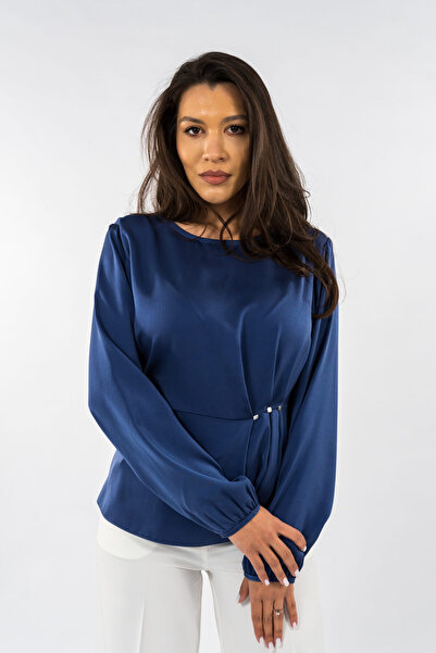 Gorgeaux Bluză elegantă albastră cu detalii - 5XL (50)