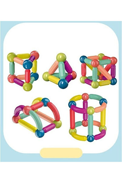 PlayFun Set 26 Piese Magnetice de Construcție Forme Geometrice Flippy Multico...
