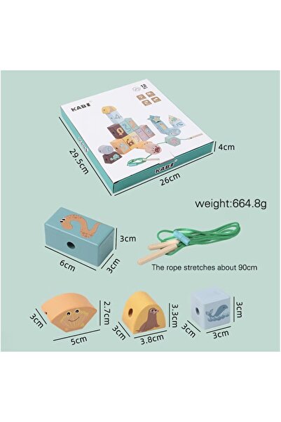 PlayFun Joc Montessori 2 in 1, Cuburi de Constructie si Snuruit