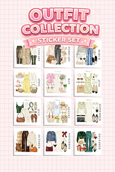 LABELOVE Outfit Collection 12 Ay Kombin Sticker Seti – Ajanda & Planner Uyuml...