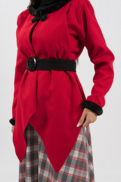 Gorgeaux Bright Red Jacket in Fabric with Cord Soraia - 4XL