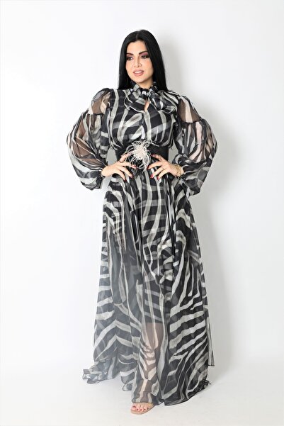 LAVALLEESHOP Luxurious leopard print chiffon dress