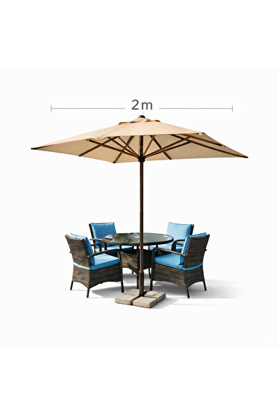 erta 2 Metre Kare Ahşap İskeletli Bahçe Şemsiyesi Tüm Renk Seçenekleriyle Tab...