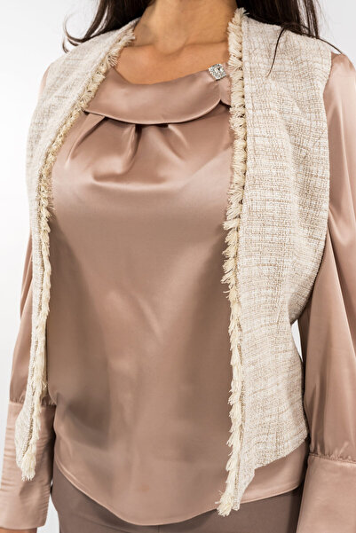 Gorgeaux Vestă elegantă crem pastel Narcisa - L(40)