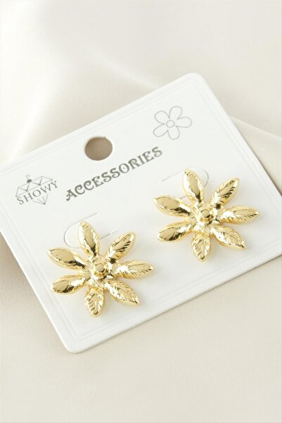 ZERO LAND حلق معدني على شكل زهرة من STOROZAL (00532) - أصفر