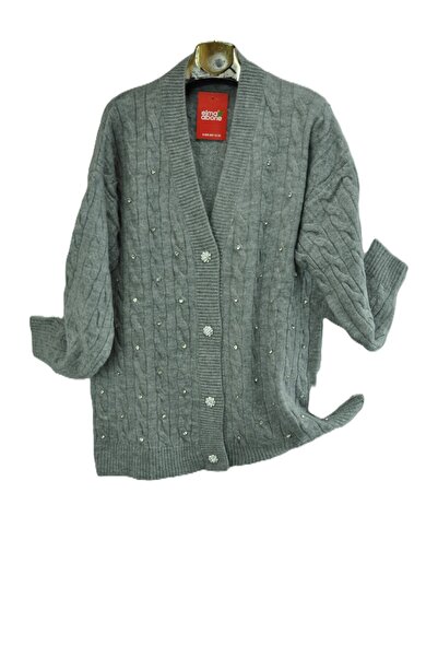 elma abone Plus Size Women's Stone-Embellished Cardigan