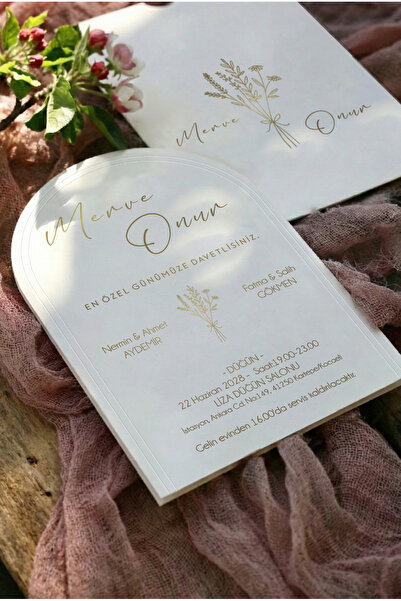 Linvito Oval Düğün, Nikah, Nişan Davetiyesi (50 Adet)