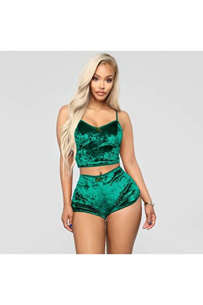 Eces Design Women's Velvet Pajama Set Shorts 2 Piece Set Soft Home Wear Loung...