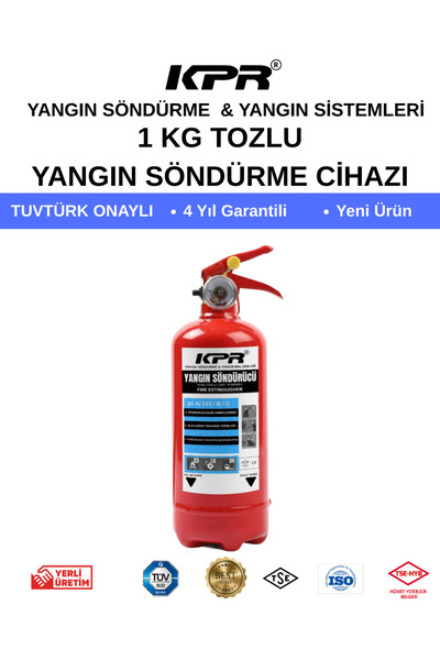 KPR YANGIN 1 KG YANGIN SÖNDÜRME CİHAZI 4 YIL DOLUM TARİHLİ ( TÜVTÜRK ONAYLI )