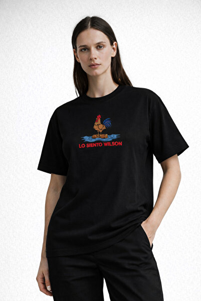 CAMBLYS Unisex Lo Siento Wilson Ön Tavuk Deniz Baskılı Oversize Kalın Kumaş B...