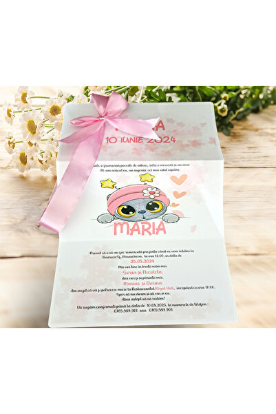 Aela.alc Invitatie botez set 10 buc