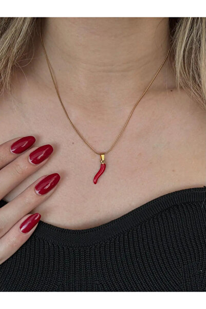 LEROSY CO. Şans Biber Kolye Gold – Paslanmaz Çelik Minimal Kolye