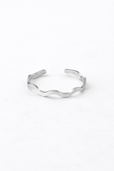 Sortie Aksesuar Zikzak Figured Stainless Steel Adjustable Ring
