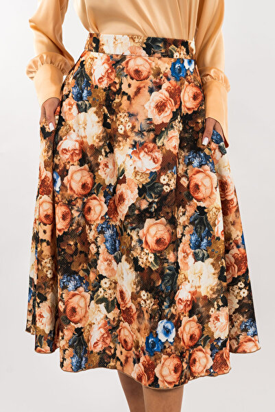 Gorgeaux Multicolor Floral Skirt with Pockets - XXL(44)