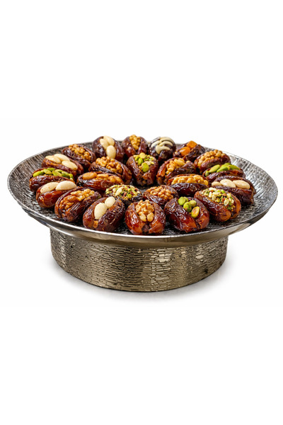 China Round serving tray with a base – silver color