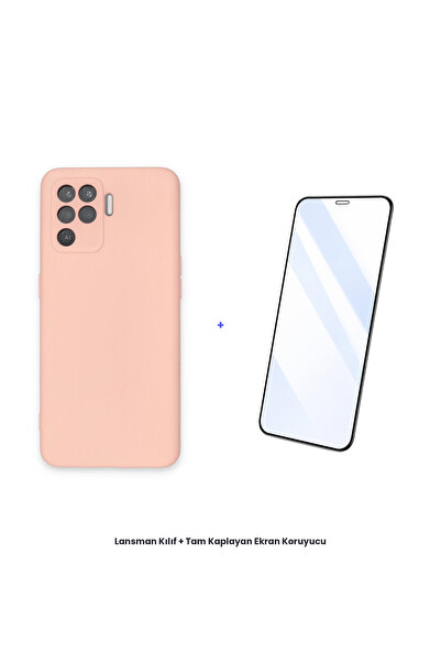 cepmoda حافظة أوبو رينو 5 لايت + مجموعة واقي شاشة مضاد للكهرباء الساكنة - بودرة