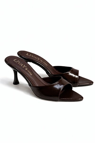 halabi moda Women's Bitter Brown Pointed Toe Low Heel Sandals