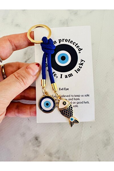 Talia&Talia Fish and Evil Eye Beaded Keychain & Bag Charm – Stylish Design wi...