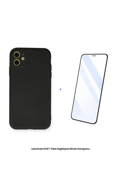 cepmoda حافظة آيفون 11 + مجموعة واقي شاشة مضاد للكهرباء الساكنة - أسود