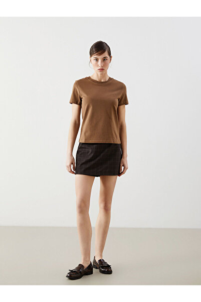 LC Waikiki Peak New Season Plaid Women's Shorts Skirt with Zipper at the Waist