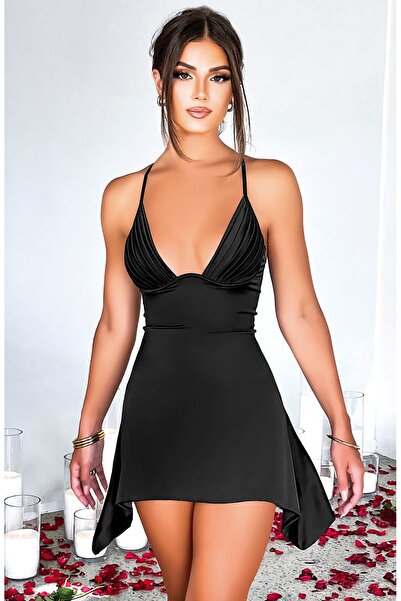 PİNKNİGHT 4403 NİGHT Zengin Gösterişli Şık Gecelik Elbise Likralı