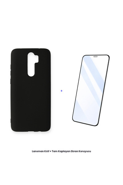 cepmoda حافظة Redmi Note 8 Pro + مجموعة واقي شاشة مضاد للكهرباء الساكنة - أسود