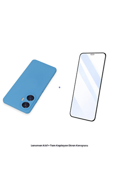 cepmoda حافظة Realme C55 + مجموعة واقي شاشة مضاد للكهرباء الساكنة - أزرق