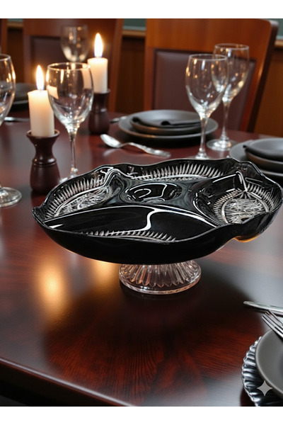 AYZ HOME طبق تقديم وتقديم الوجبات الخفيفة مصنوع يدويًا مع قاعدة كريستالية مقس...