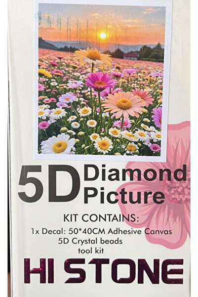 seymatabur 5D'li Elmas Boncuk Yapıştırma Taş İşleme Mozaik Goblen "KIR ÇİÇEKL...