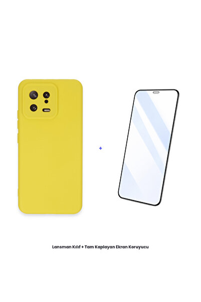 cepmoda حافظة مي 13 + مجموعة واقي شاشة مضاد للكهرباء الساكنة - أصفر