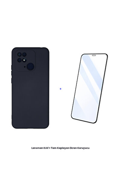 cepmoda حافظة Redmi 10C + مجموعة واقي شاشة مضاد للكهرباء الساكنة - أزرق داكن