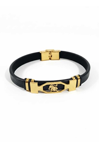 Handmade Premium Zodiac Sagittarius Bracelet, Textured Eco- Leather with Gold...