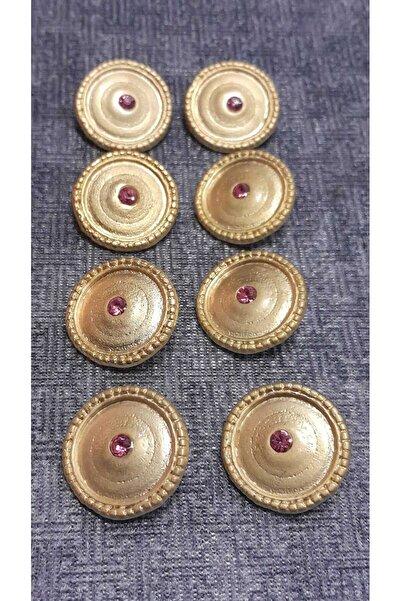 ILCARE Matte Gold Stone Metal Button 35 Size 22 mm 8 Pieces