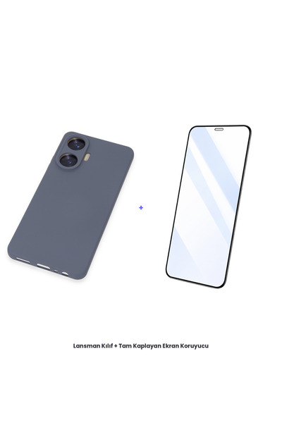 cepmoda حافظة Realme C55 + مجموعة واقي شاشة مضاد للكهرباء الساكنة - رمادي