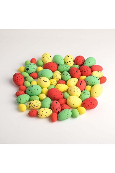 OEM Oua Decorative de Paste Rosii Galbene Verzi Detalii Negre - 60buc