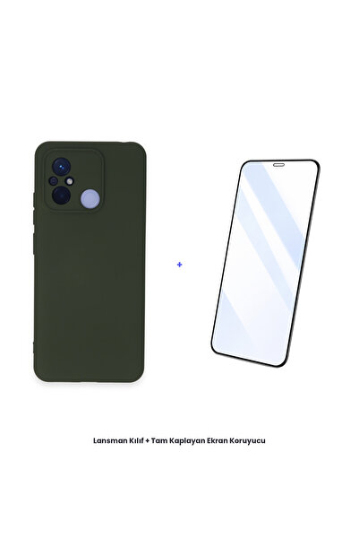 cepmoda حافظة Redmi 12C + مجموعة واقي شاشة مضاد للكهرباء الساكنة - أخضر داكن