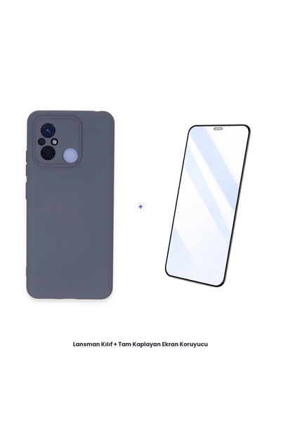 cepmoda حافظة Redmi 12C + مجموعة واقي شاشة مضاد للكهرباء الساكنة - رمادي