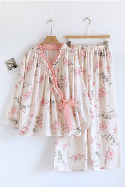 Global DOKUMA MÜSLİN KUMAŞ PİJAMA TAKIMI