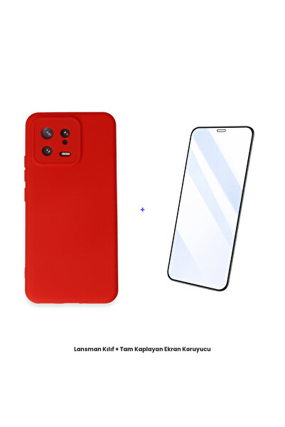 cepmoda حافظة مي 13 + مجموعة واقي شاشة مضاد للكهرباء الساكنة - أحمر