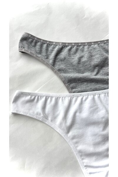 YOYYO Women's Heart Detailed Cotton Polyamide Blend Thong - Special Net Texture