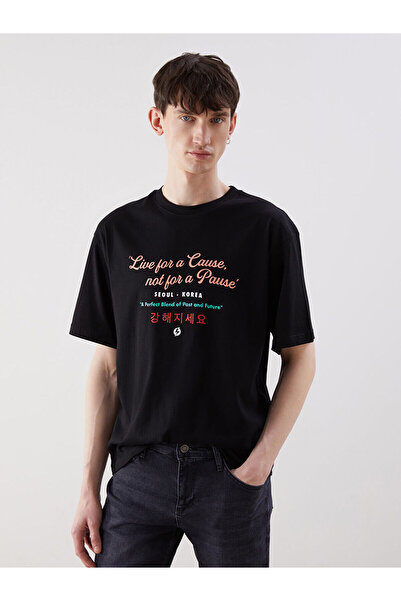 LC Waikiki Özmarka New Season Crew Neck Printed Combed Cotton Men's T-Shirt