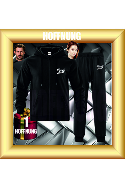 HOFFNUNG Unisex Casual Tracksuit Set Happy Outdoor Full Zip