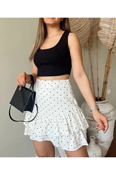 FASHION COCKTAIL Polka Dot Polka Dot Embossed Fabric Ruffle Holiday Summer Si...