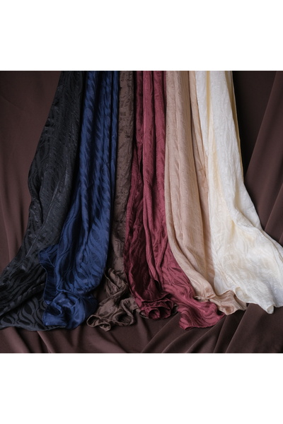 Mehru Scarfs Wave Pattern Italian Jacquard - Navy Blue Shawl - Non-Slip Texture - Summer/Winter - 75X185
